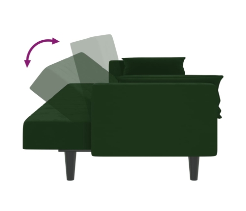 Sofá cama de 2 plazas con dos almohadas terciopelo verde oscuro