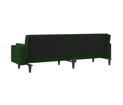 Sofá cama de 2 plazas con dos almohadas terciopelo verde oscuro