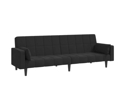 Sofá cama de 2 plazas con dos almohadas terciopelo negro