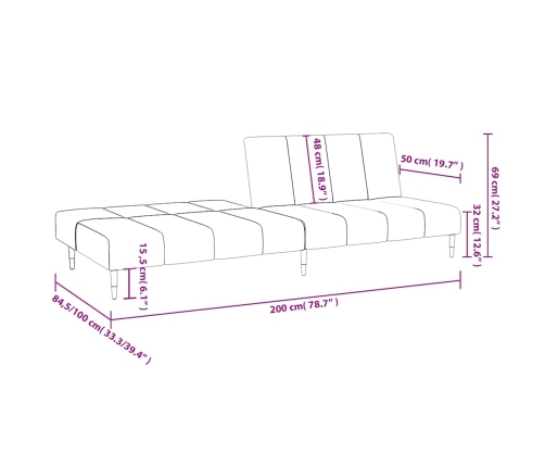 Sofá cama de 2 plazas terciopelo rosa