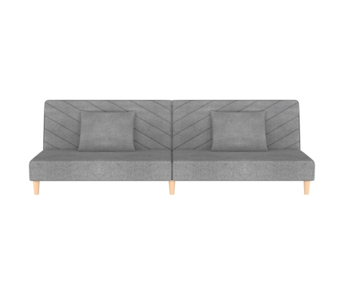 Sofá cama de 2 plazas con dos almohadas tela gris claro