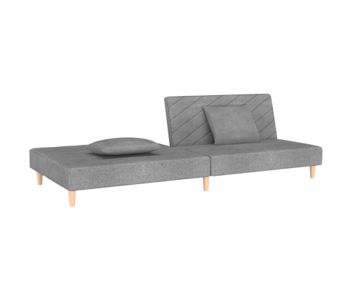 Sofá cama de 2 plazas con dos almohadas tela gris claro