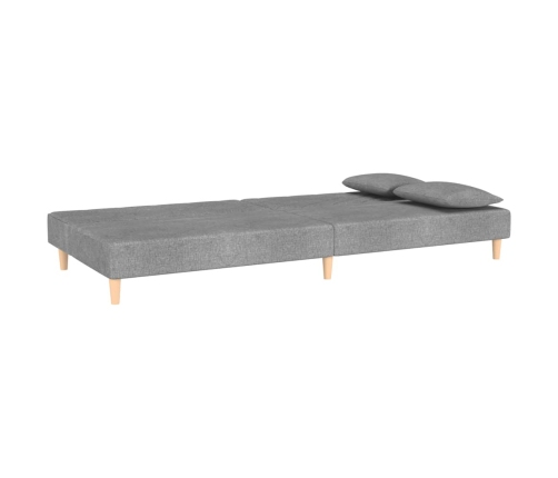 Sofá cama de 2 plazas con dos almohadas tela gris claro