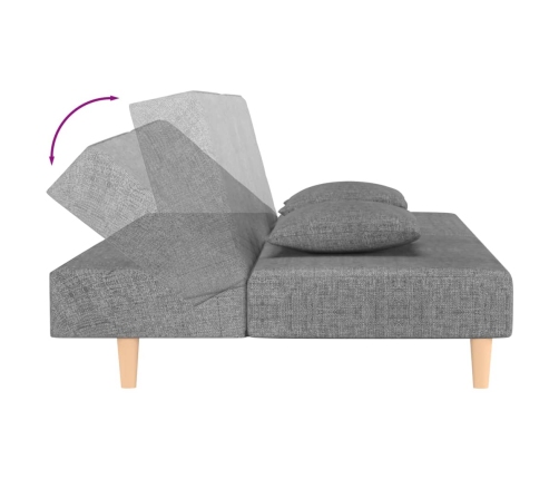 Sofá cama de 2 plazas con dos almohadas tela gris claro