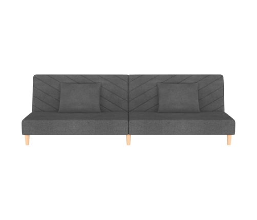 Sofá cama de 2 plazas con dos almohadas tela gris oscuro