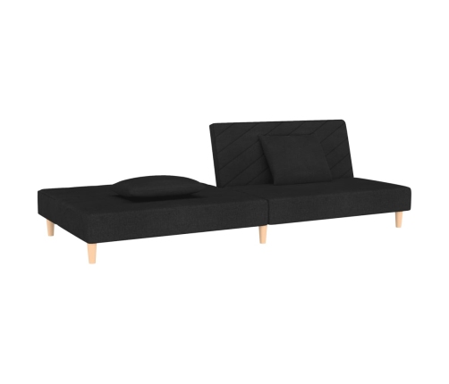 Sofá cama de 2 plazas con dos almohadas tela negro