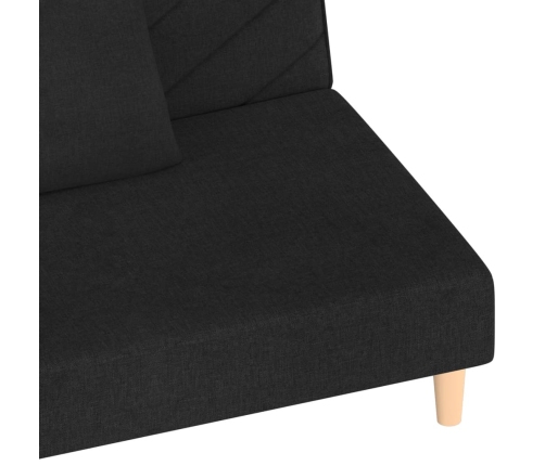 vidaXL Sofá cama de 2 plazas con dos almohadas tela negro