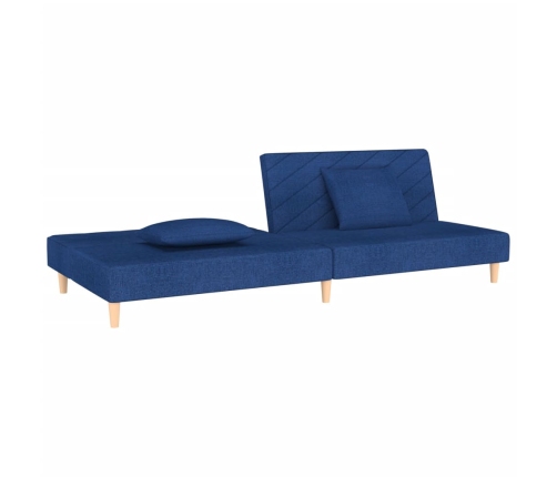 Sofá cama de 2 plazas con dos almohadas tela azul