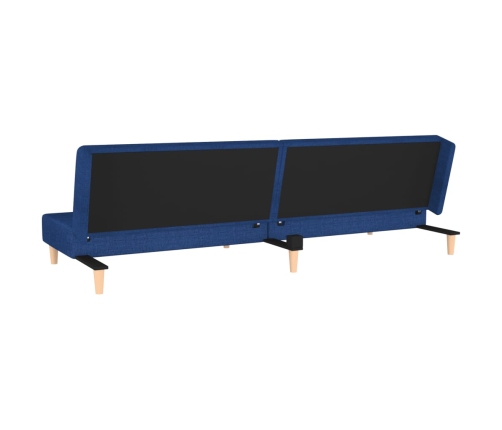 Sofá cama de 2 plazas con dos almohadas tela azul