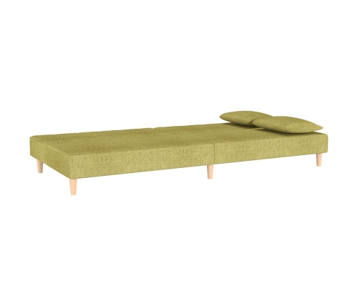 Sofá cama de 2 plazas con dos almohadas tela verde