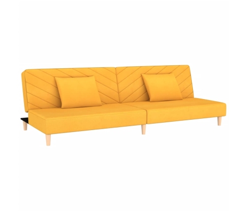 Sofá cama de 2 plazas con dos almohadas tela color amarillo