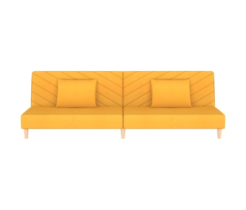 Sofá cama de 2 plazas con dos almohadas tela color amarillo