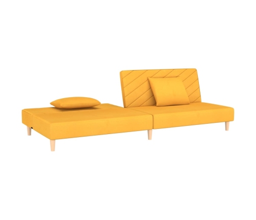 Sofá cama de 2 plazas con dos almohadas tela color amarillo