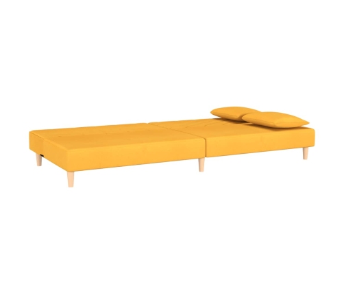 Sofá cama de 2 plazas con dos almohadas tela color amarillo