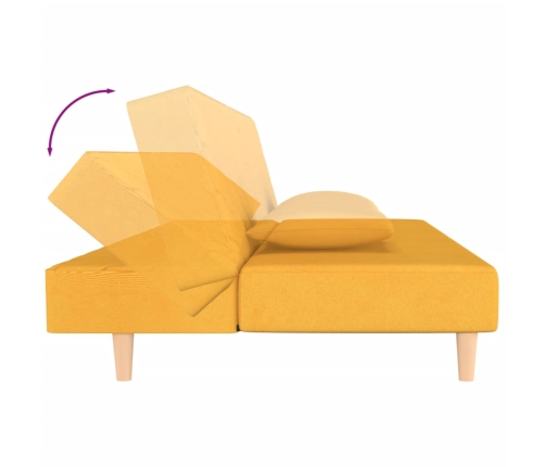 Sofá cama de 2 plazas con dos almohadas tela color amarillo