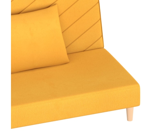 Sofá cama de 2 plazas con dos almohadas tela color amarillo