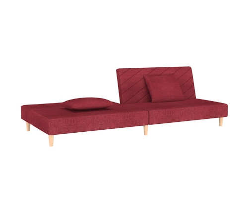 Sofá cama de 2 plazas con dos almohadas tela color vino