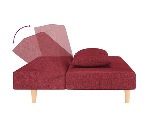 Sofá cama de 2 plazas con dos almohadas tela color vino