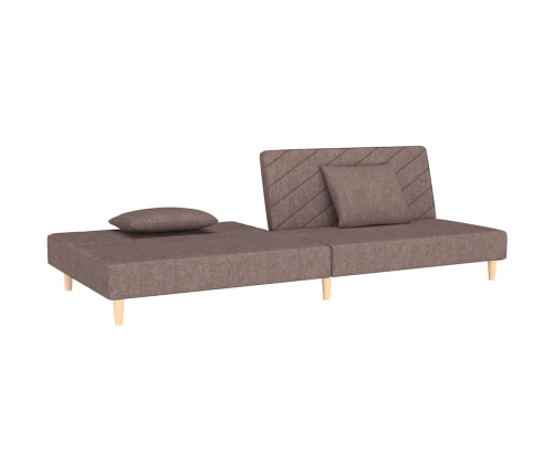 Sofá cama de 2 plazas con dos almohadas tela gris taupe