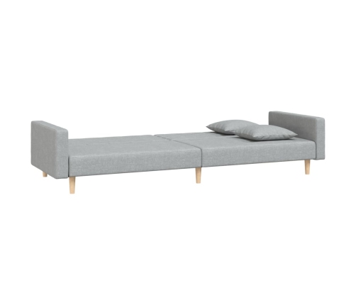 Sofá cama de 2 plazas con dos almohadas tela gris claro