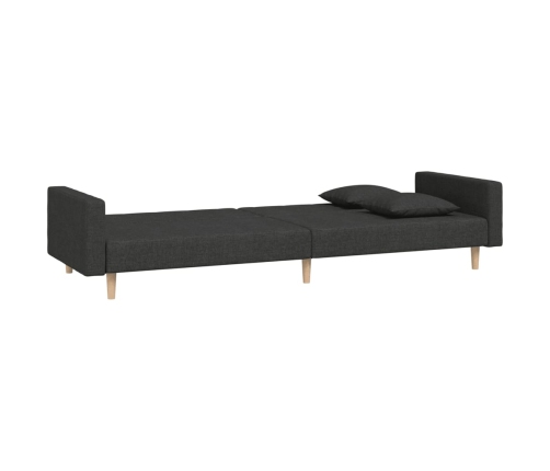 Sofá cama de 2 plazas con dos almohadas tela negro