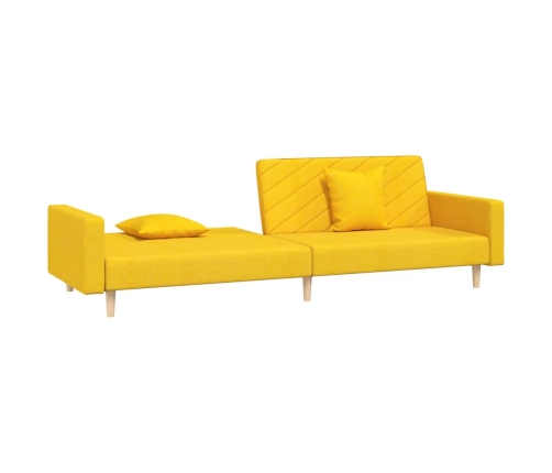 Sofá cama de 2 plazas con dos almohadas tela color amarillo