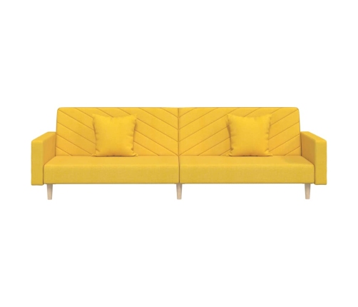 Sofá cama de 2 plazas con dos almohadas tela color amarillo