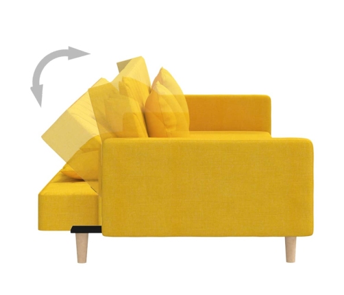 Sofá cama de 2 plazas con dos almohadas tela color amarillo