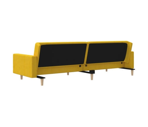 Sofá cama de 2 plazas con dos almohadas tela color amarillo