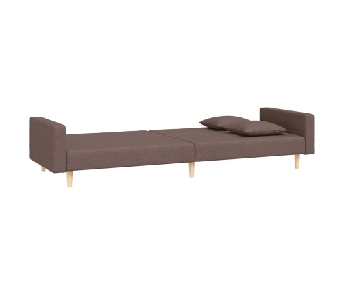 Sofá cama de 2 plazas con dos almohadas tela gris taupe