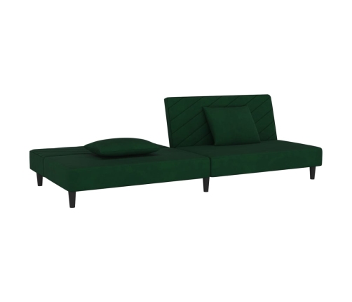 Sofá cama de 2 plazas con dos almohadas terciopelo verde oscuro