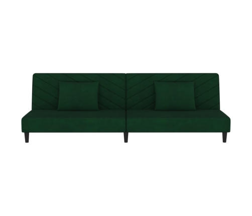 Sofá cama de 2 plazas con dos almohadas terciopelo verde oscuro