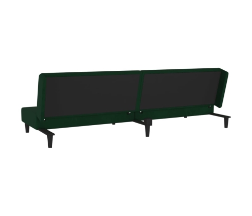 Sofá cama de 2 plazas con dos almohadas terciopelo verde oscuro