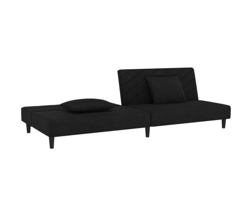 Sofá cama de 2 plazas con dos almohadas terciopelo negro