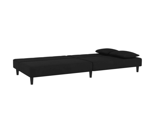 Sofá cama de 2 plazas con dos almohadas terciopelo negro