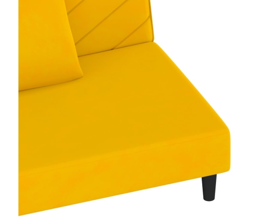 Sofá cama de 2 plazas con dos almohadas terciopelo amarillo