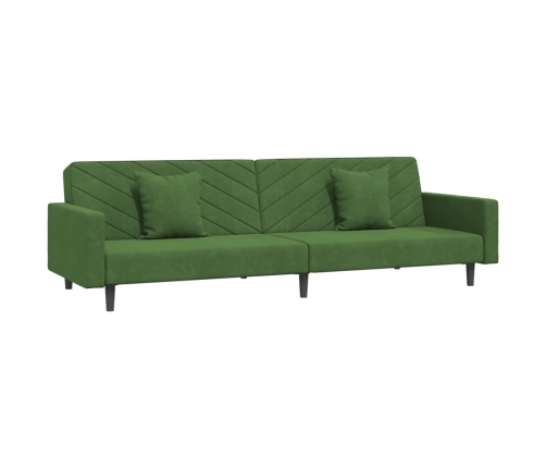 Sofá cama de 2 plazas con dos almohadas terciopelo verde oscuro