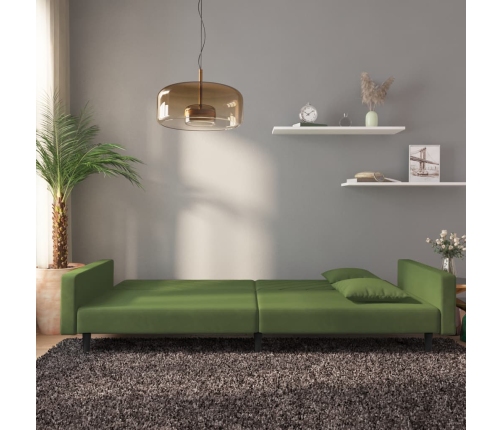 Sofá cama de 2 plazas con dos almohadas terciopelo verde oscuro