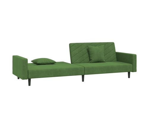 Sofá cama de 2 plazas con dos almohadas terciopelo verde oscuro