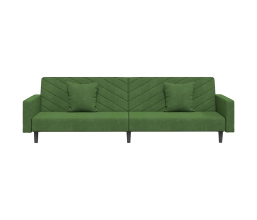 Sofá cama de 2 plazas con dos almohadas terciopelo verde oscuro