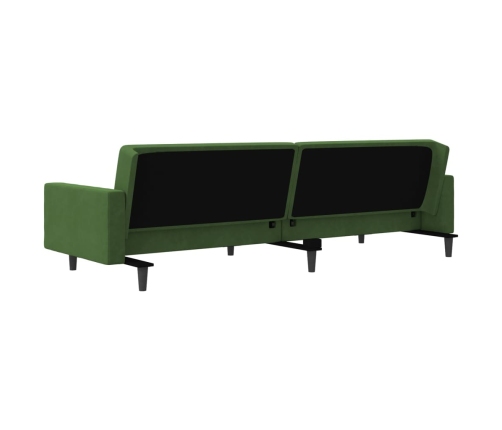 Sofá cama de 2 plazas con dos almohadas terciopelo verde oscuro