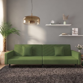 Sofá cama de 2 plazas con dos almohadas terciopelo verde oscuro