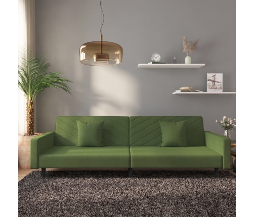 Sofá cama de 2 plazas con dos almohadas terciopelo verde oscuro