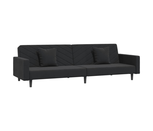 Sofá cama de 2 plazas con dos almohadas terciopelo negro