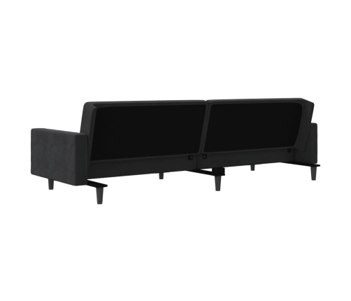 Sofá cama de 2 plazas con dos almohadas terciopelo negro