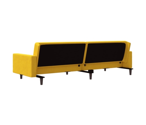 vidaXL Sofá cama de 2 plazas con dos almohadas terciopelo amarillo