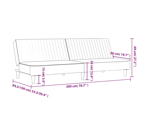 Sofá cama de 2 plazas terciopelo azul