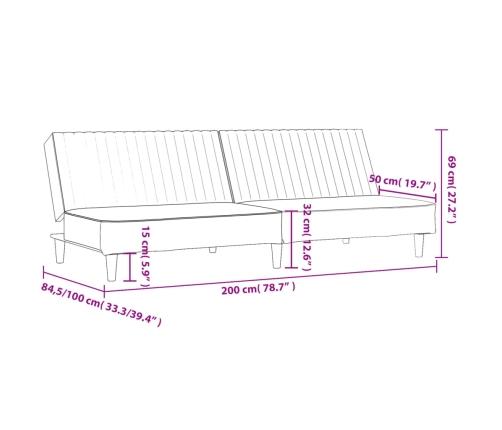 Sofá cama de 2 plazas terciopelo gris claro