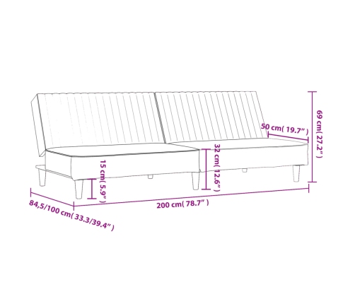 Sofá cama de 2 plazas terciopelo gris oscuro