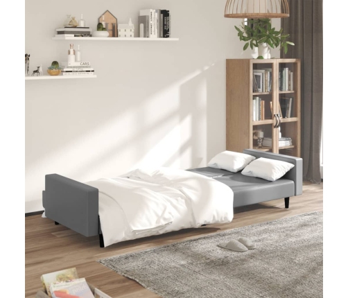 vidaXL Sofá cama de 2 plazas cuero sintético gris